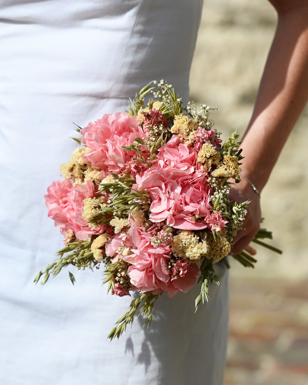 Ramo de novia campestre rosa