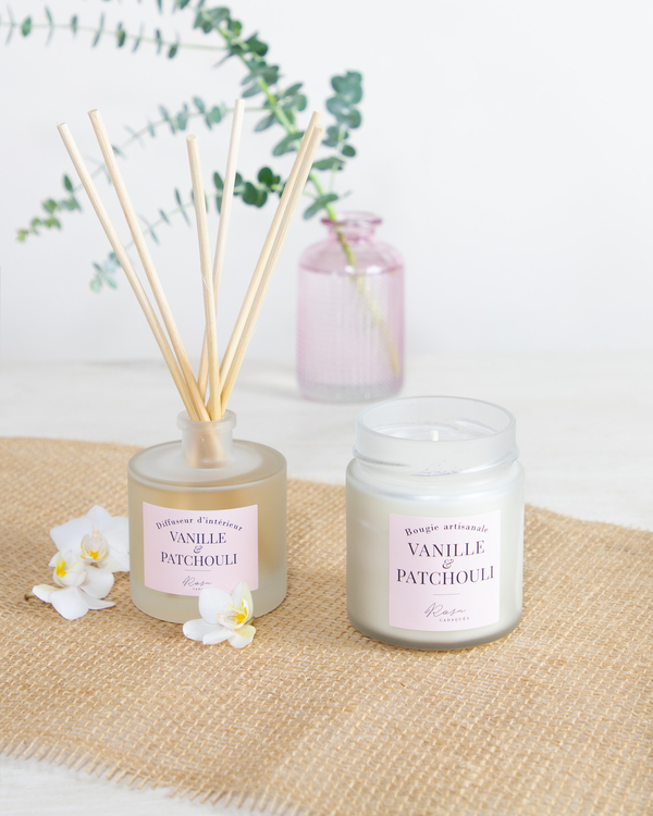 Vanilla and patchouli perfume duo
