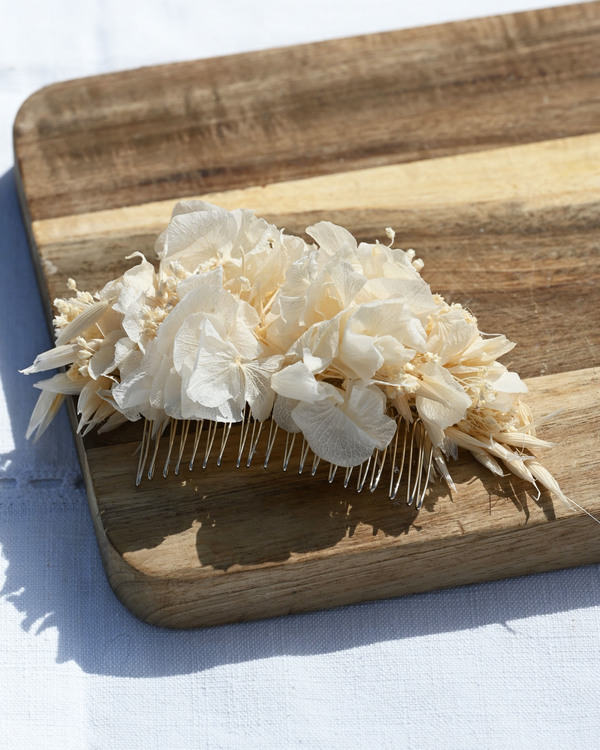 Peigne en fleurs séchées Blanca