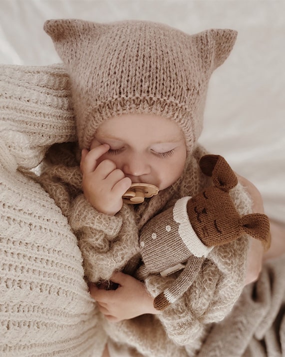 1 Doudou lapin marron en laine d'alpaga