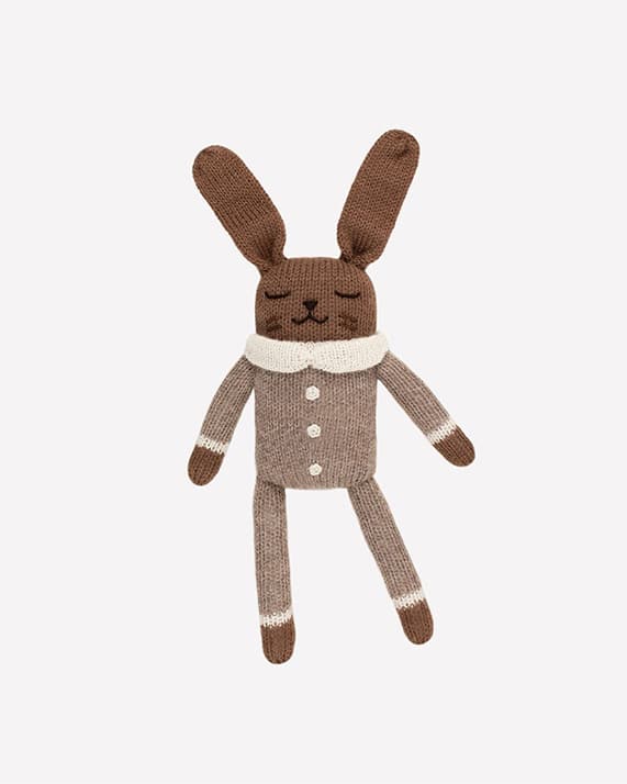 Doudou lapin marron en laine d'alpaga