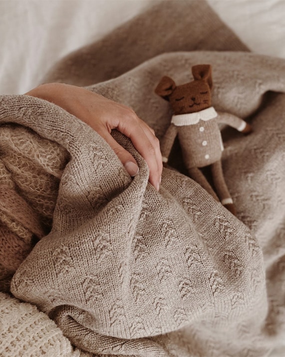 3 Doudou lapin marron en laine d'alpaga