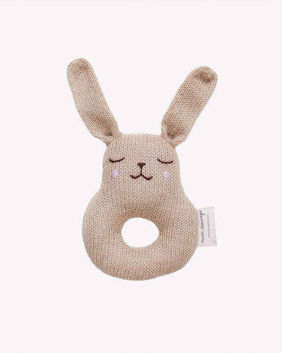 Hochet lapin en alpaga sable