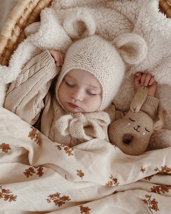 Hochet lapin en alpaga sable