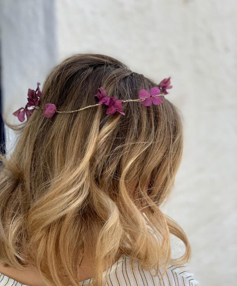 Alma-pourpre-adulte couronne de fleurs séchées rosa cadaques