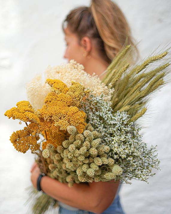 Bottes de fleurs séchées Rosa Cadaques jaune Melange fleurs sechees rosa cadaques jaune