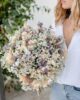 Bouquet de fleurs séchées Rosa Cadaqués blanc et parme Bouquet de fleurs séchées Calís