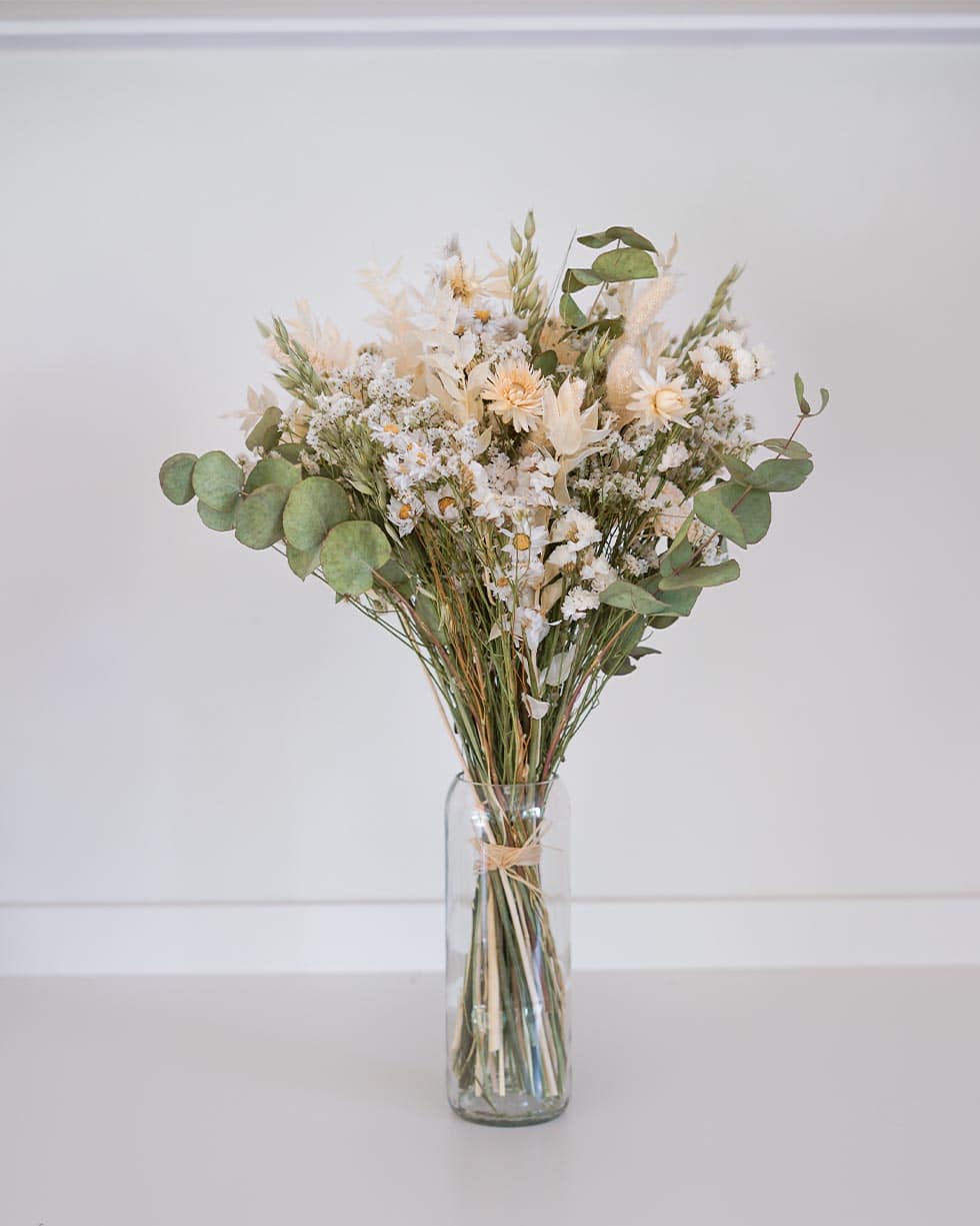 Bouquet fleurs séchées blanc