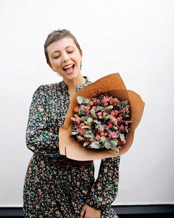 Octobre rose bouquet de fleurs séchées