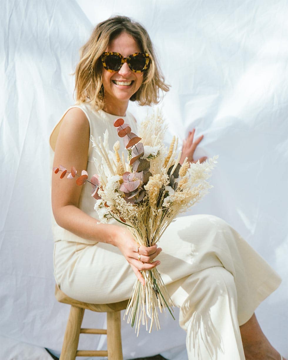 Bouquet de mariée fleurs séchées Olga 1 Bouquet de mariée fleurs séchées terracotta