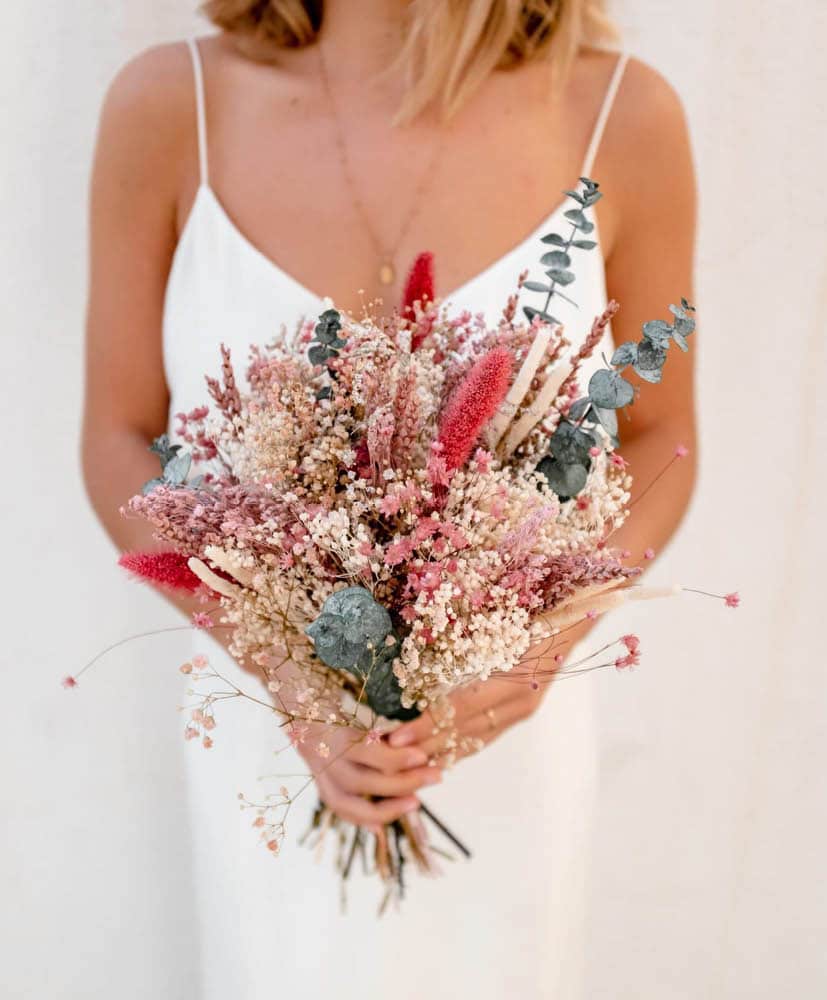 bouquet de mariée en fleurs séchées rosa Cadaques