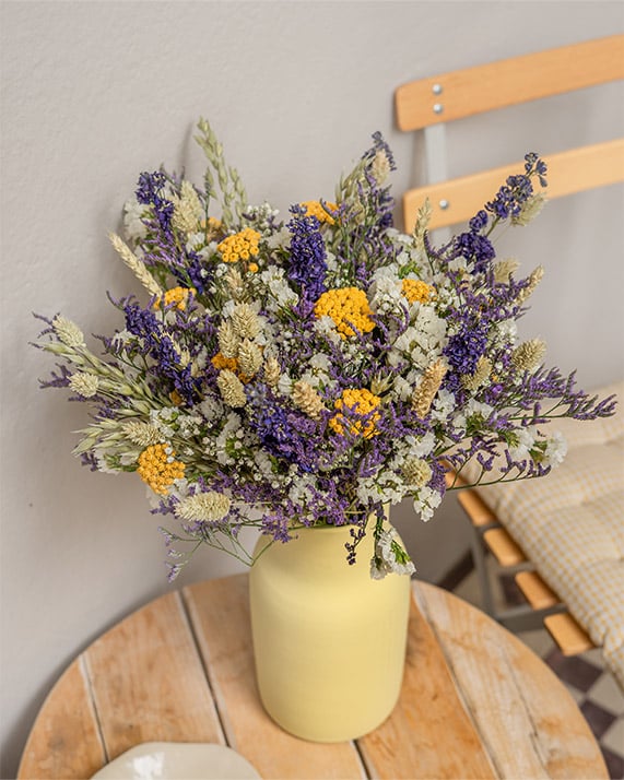 Bouquet fleurs séchées jaune