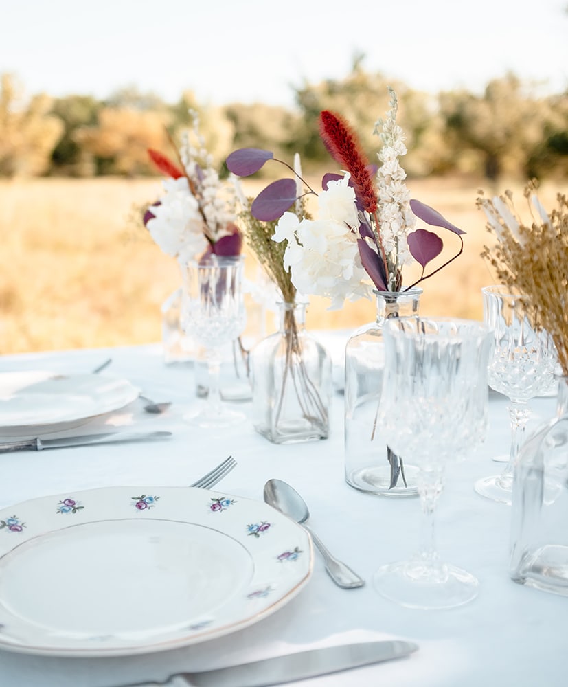 Centre de table de fleurs séchées Rosa Cadaqués
