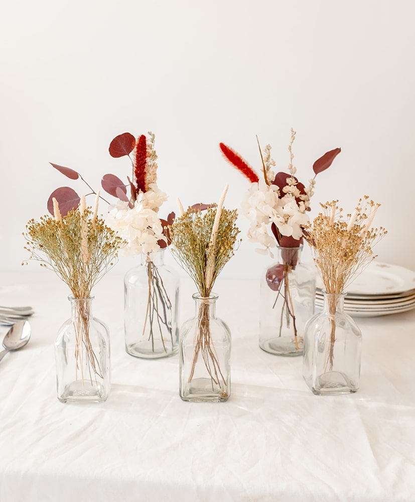 Centre de table de fleurs séchées Rosa Cadaqués