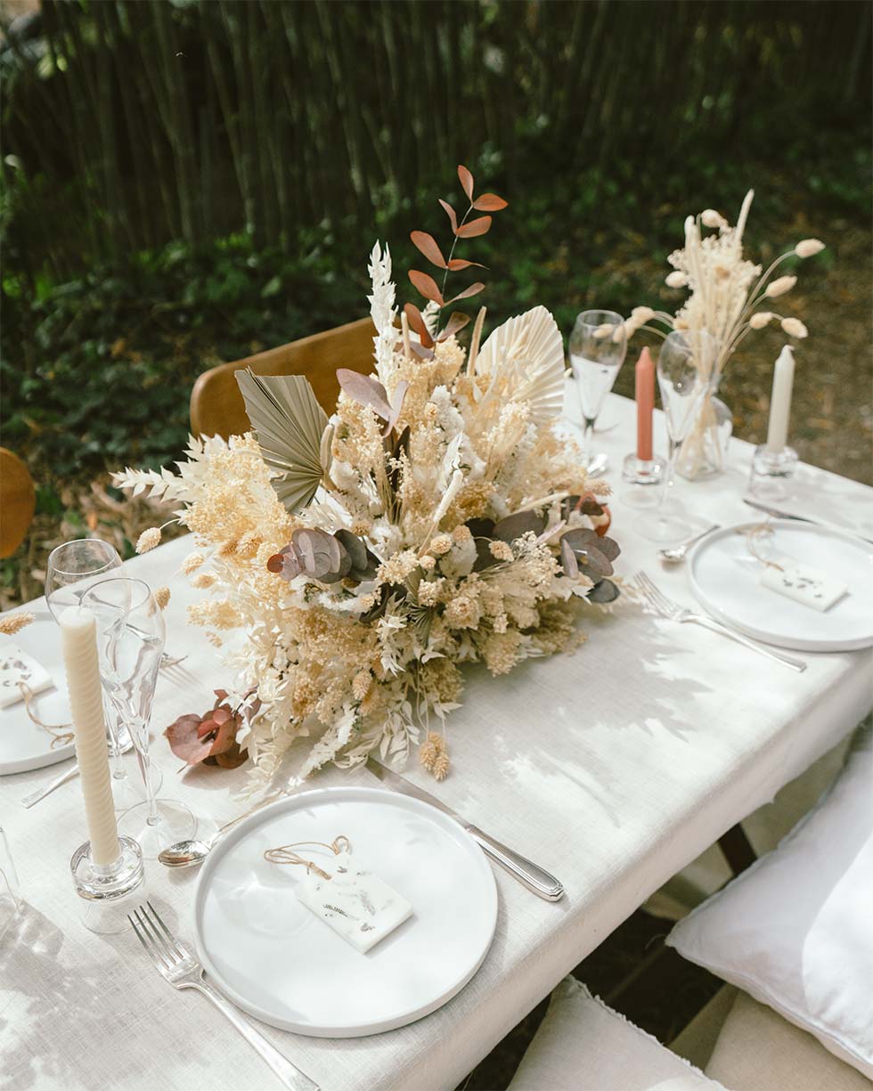 centre de table mariage blanc