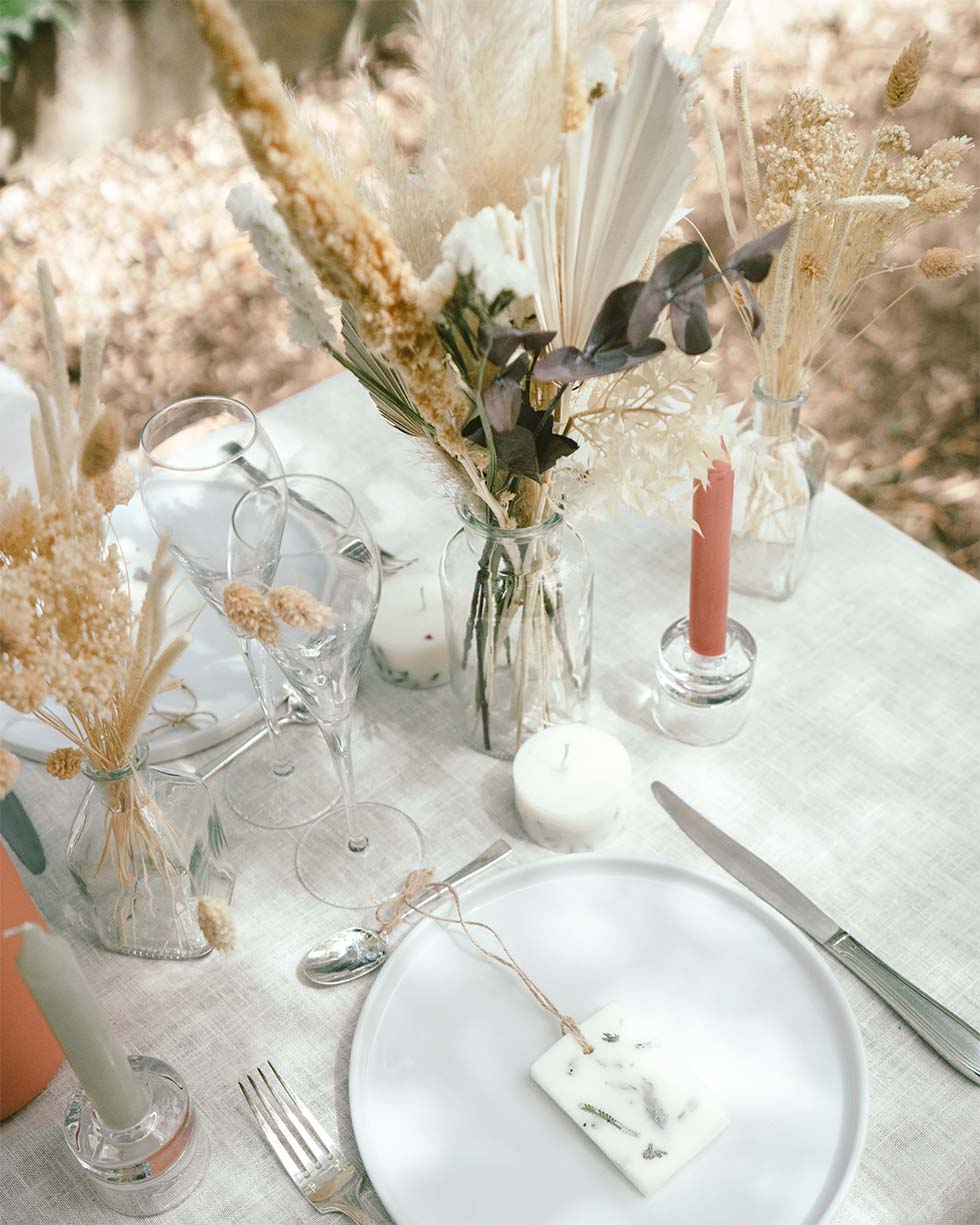 Centre de table mariage blanc