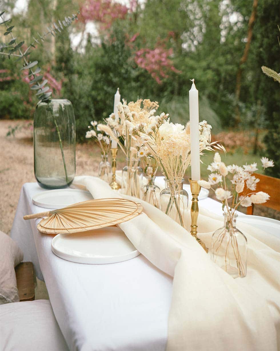 Centre de table mariage blanc