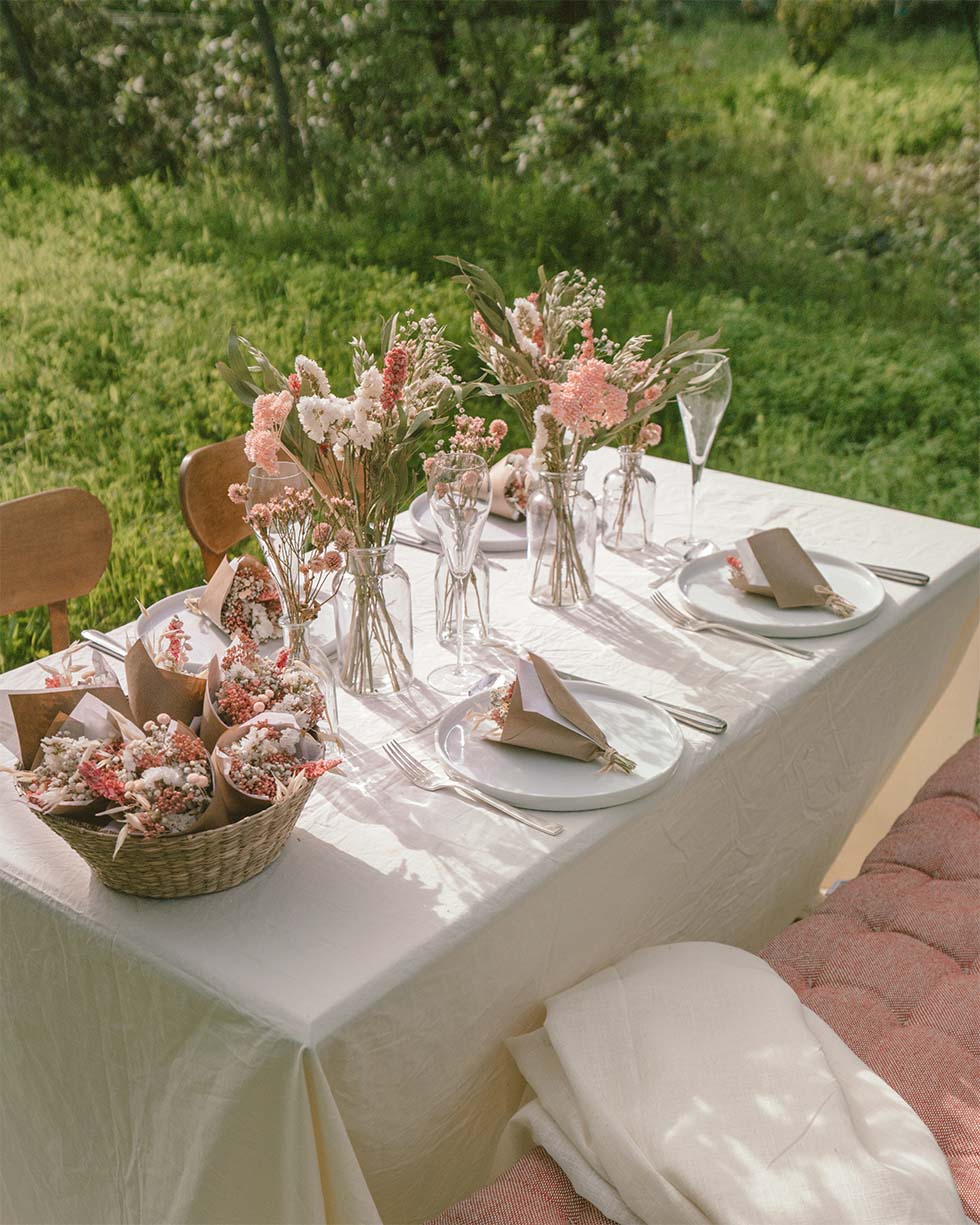 Centre de table mariage rose