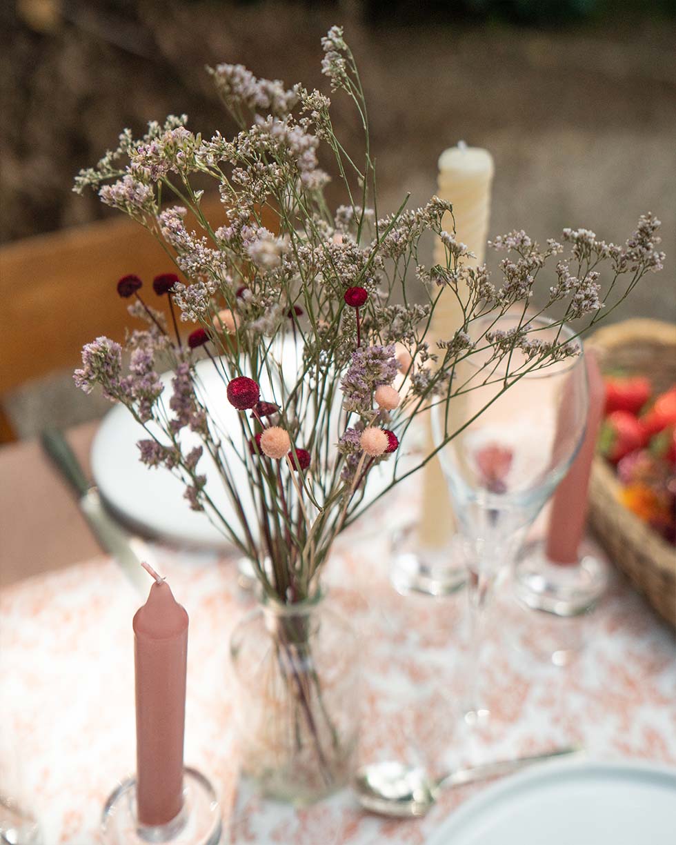 Centre de table mariage rouge