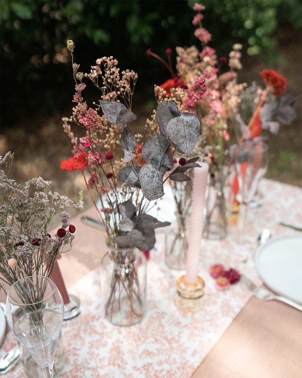 Centre de table mariage rouge