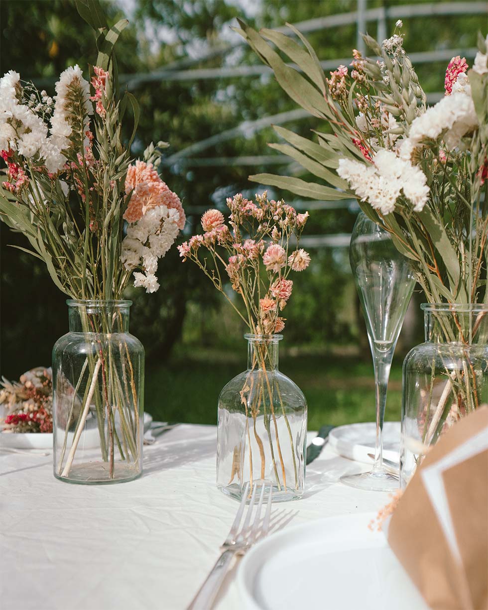 Centre de table mariage rose