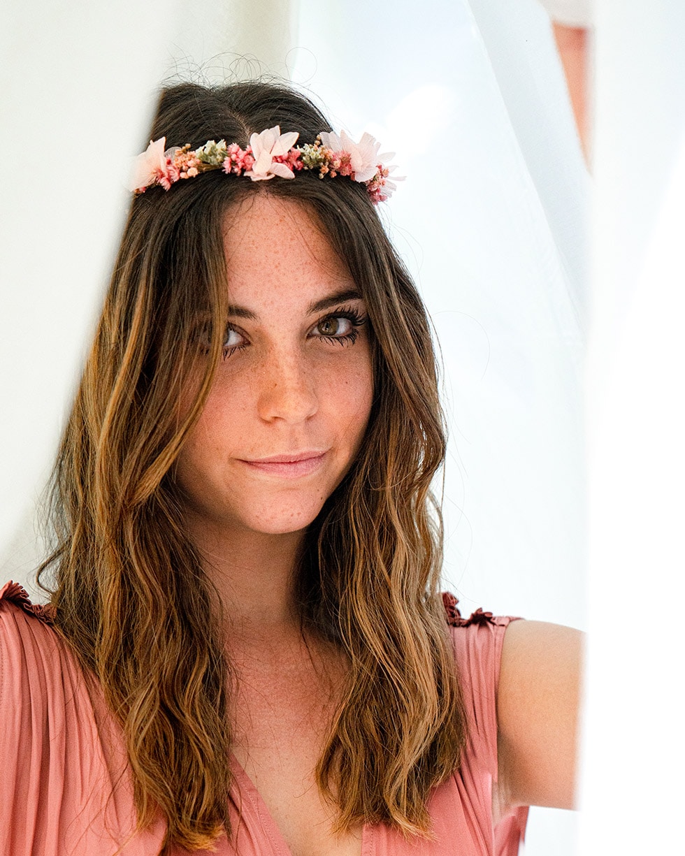 Couronne fleurs séchées Rosa