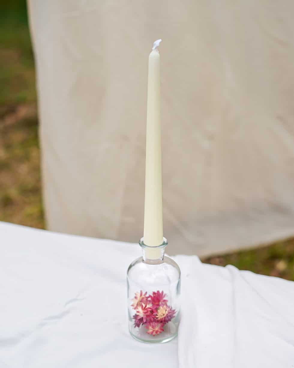 bougeoir botanique rose avec fleurs séchées copie Bougies fleurs séchées