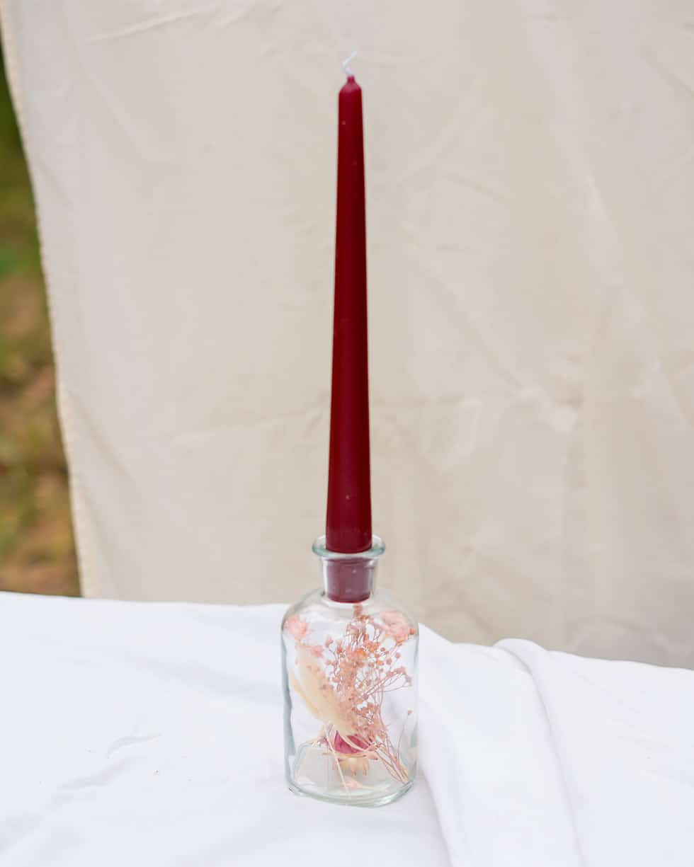 bougeoir fleur séchées botanique rose Bougies fleurs séchées