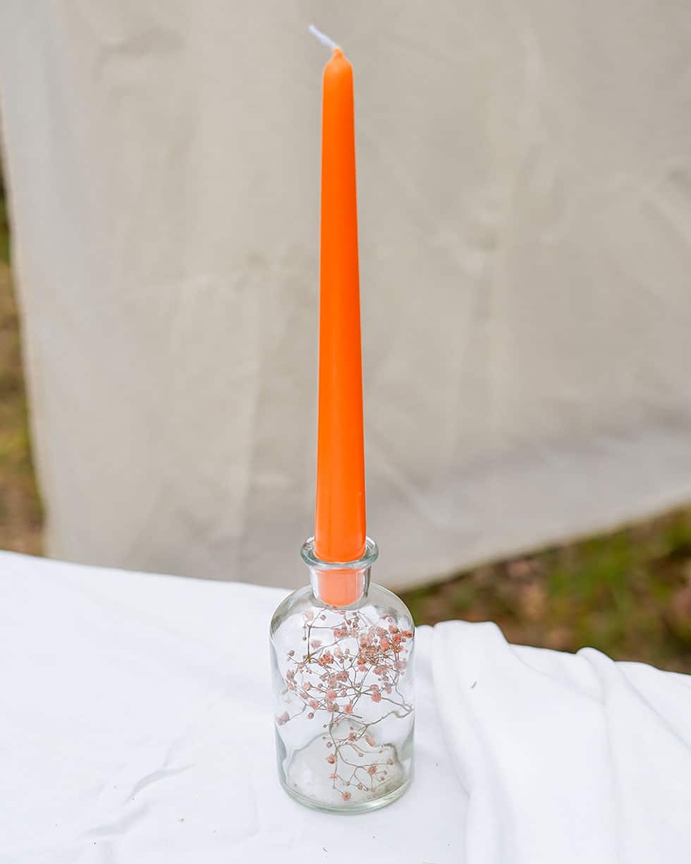 bougeoir fleuri orange sunrise copie Bougies fleurs séchées