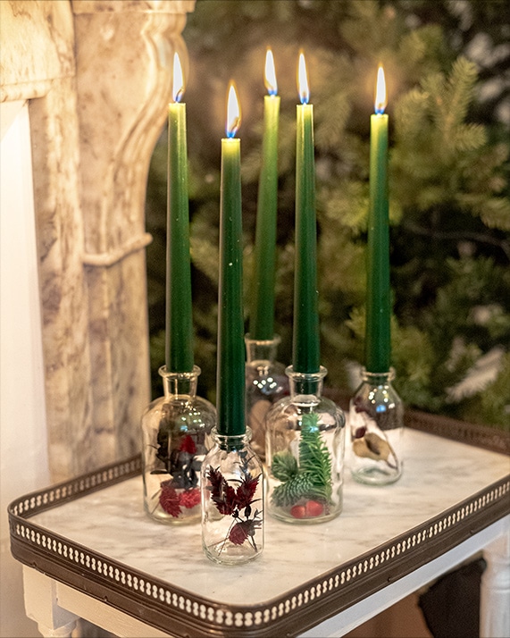Red Christmas candle holders