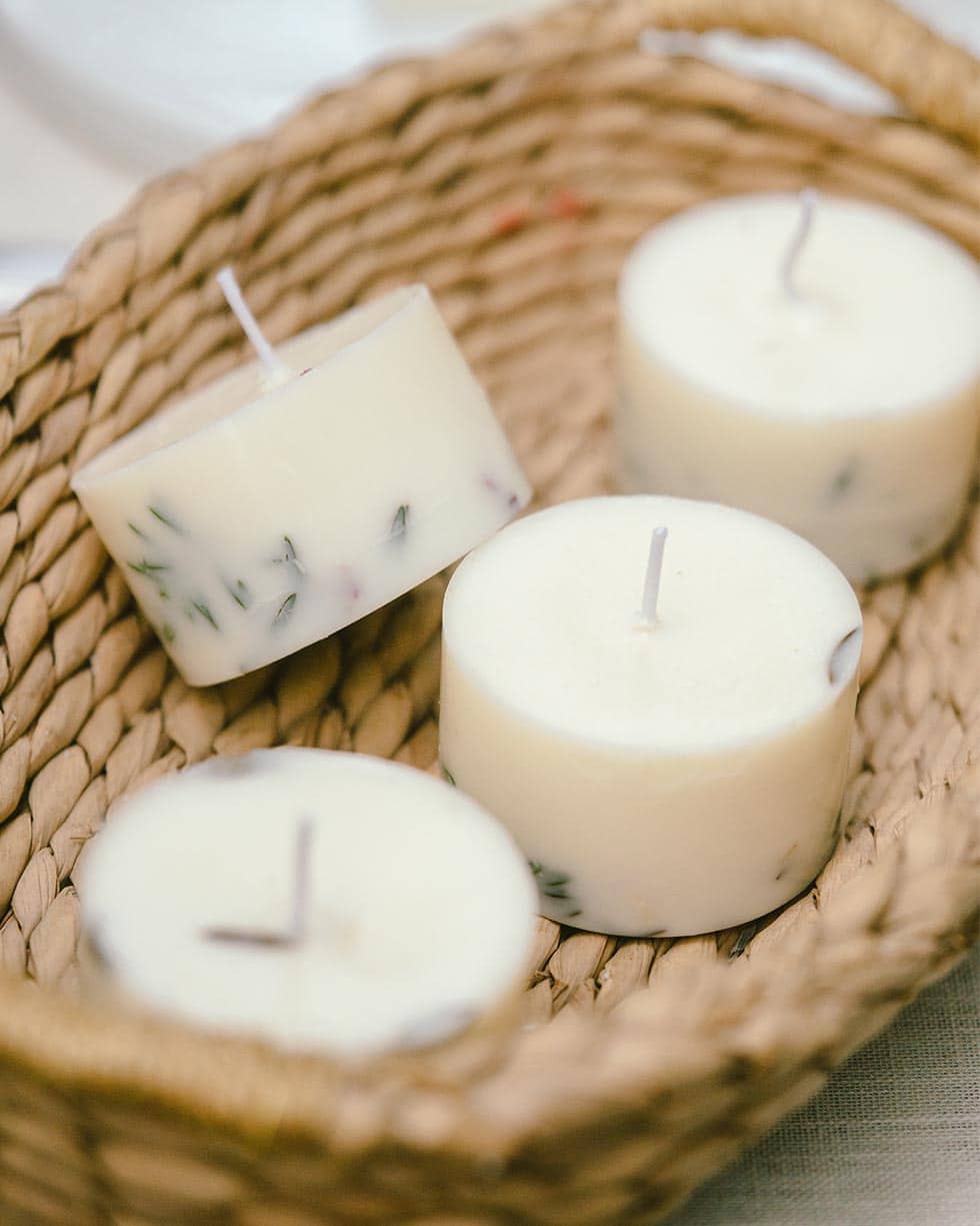 bougies aux fleurs séchées de lavande