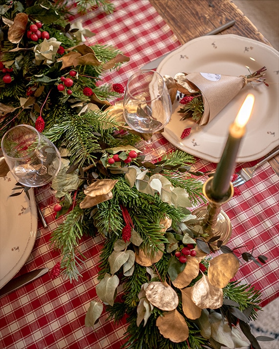 chemin de table de noël rouge