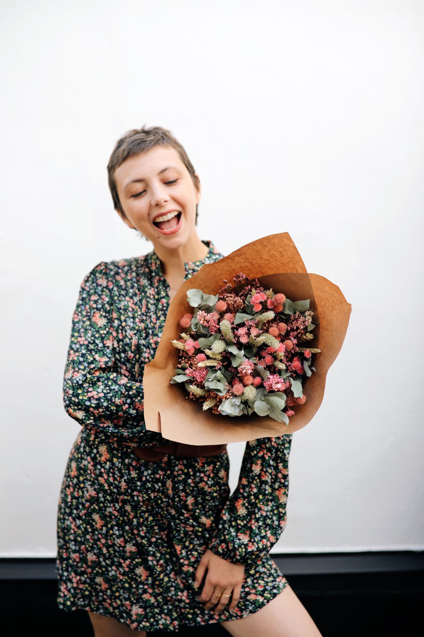 Octobre rose bouquet de fleurs séchées