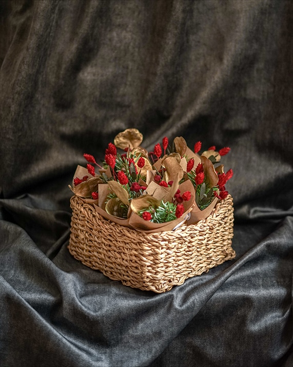 Mini bouquets noël rouges pour invités