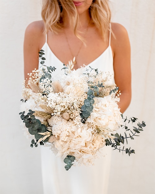 Bouquet mariage en fleurs séchées rosa cadaques