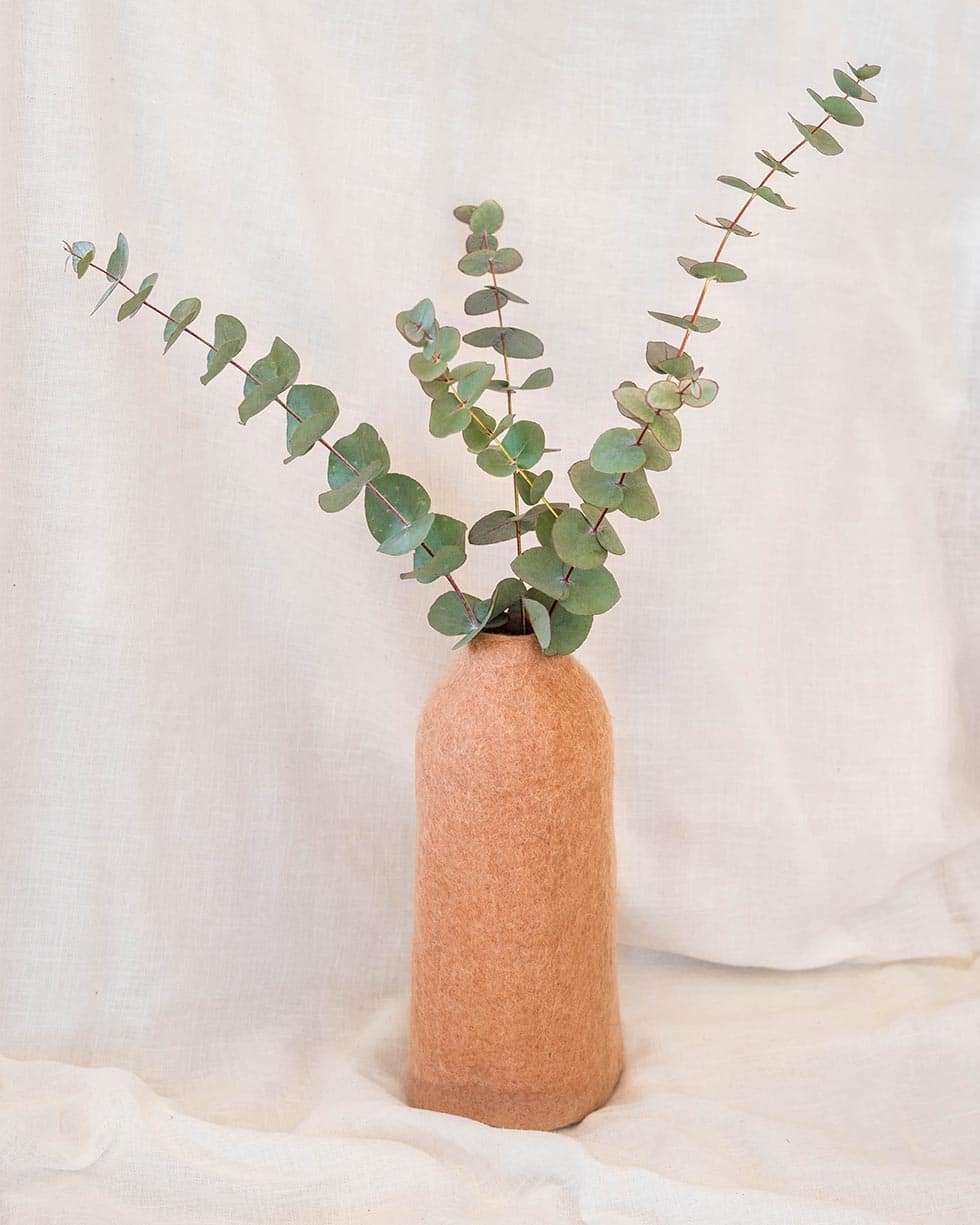 vase laine rose saumon